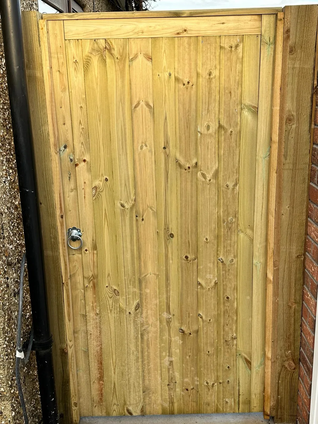 Vertical board side gate with ring latch fitted in Farnham